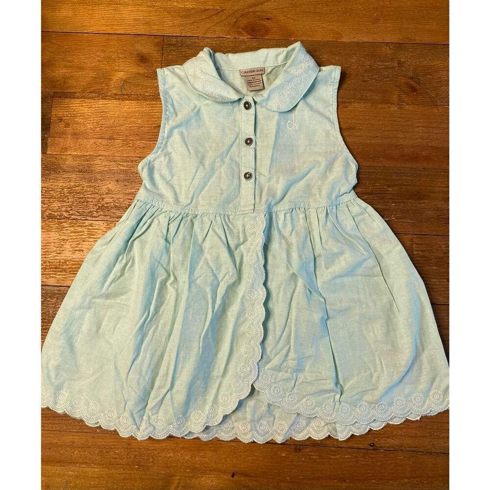 Calvin Klein Jeans 6X blue denim dress open front